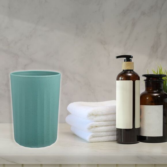 Bathroom Smooth Lines Wheat Straw Toothpaste Tumbler Deep Green 4.09''x2.80'' - Picture 6 of 6
